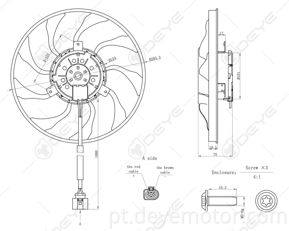 7H0959455D fornecedor de ventilador de resfriamento de radiador de carro para VW MULTIVAN VW TRANSPORTER